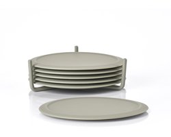 Zone Denmark Singles Onderzetters voor Glazen - Siliconen Onderzetters met Houder - Coasters - Set van 6 - Ø 10 cm - Mud