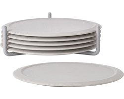Zone Denmark Singles Onderzetters voor Glazen - Siliconen Onderzetters met Houder - Coasters - Set van 6 - Ø 10 cm - Warm Grey (grijs)