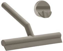 Zone Denmark Solo Douchewisser – Wisser douche met Houder – Zelfklevende Ophanghaak – Trekker douche Silicone – Badkamer Accessoire – Anti-roest Design – Taupe – 21 x 17 x 3,5 cm