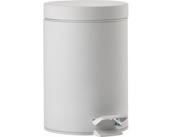 Zone Denmark Solo Pedaalemmer - Prullenbak Badkamer - Afvalemmer Klein - Toilet & Badkamer Accessoires - Staal - 3 liter - 25 x 17 cm - Soft Grey