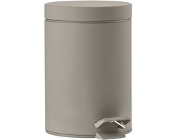 Zone Denmark Solo Pedaalemmer - Prullenbak Badkamer - Afvalemmer Klein - Toilet & Badkamer Accessoires - Staal - 3 liter - 25 x 17 cm - Taupe