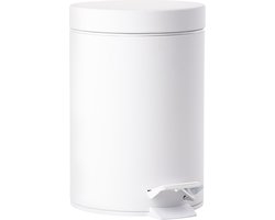 Zone Denmark Solo Pedaalemmer - Prullenbak Badkamer - Afvalemmer Klein - Toilet & Badkamer Accessoires - Staal - 3 liter - 25 x 17 cm - Wit