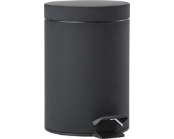 Zone Denmark Solo Pedaalemmer - Prullenbak Badkamer - Afvalemmer Klein - Toilet & Badkamer Accessoires - Staal - 3 liter - 25 x 17 cm - Zwart