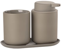 Zone Denmark Ume Badkamerset 18 x 9,5 x 13,5 cm 3 delen Taupe