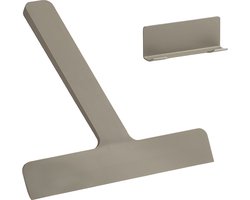 Zone Denmark Ume Douchewisser – Wisser douche met Houder – Zelfklevende Ophanghaak – Trekker douche Silicone – Badkamer Accessoire – Anti-roest Design – Taupe – 24×22×2,2 cm