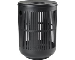 Zone Denmark Ume Wasmand met Deksel - 60 liter - Zwart - Kunststof - Ronde Wasmand met Hengsel - Wasbox of Opbergmand
