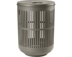 Zone Denmark Ume Wasmand met Deksel - Ronde Wasmand met Hengsel - Wasbox of Opbergmand - Kunststof - 60 liter - Taupe