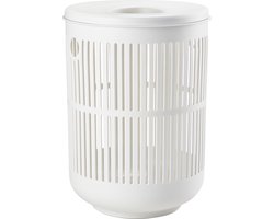 Zone Denmark Ume Wasmand met Deksel - Ronde Wasmand met Hengsel - Wasbox of Opbergmand - Kunststof - 60 liter - Wit