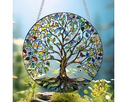 Zonlicht Capture Kleurrijke Acryl Decoratieve Ramen En Muren Woondecoratie Ornamenten Outdoor Tuin Opknoping Muurschildering Ambachten Groen Blad Levensboom