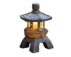 Zonne-decoratieve verlichting Zen-tuinaccessoires Japanse lantaarns Vintage lantaarns Boeddhabeeld Zonne-tuinverlichting Zonne-pagode Buitenzonne-tuinverlichting Harsen tuinverlichting - 26 cm koepelvormige stenen pagode