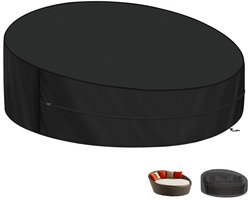Zonne-eiland Afdekking Rond Tuin Dag Bedhoezen, 420D Oxford Rotan Daybed Cover Waterdichte Patio Dagbed Hoes Buiten Daybed Sofa Beschermhoes voor Zonnebank met Trekkoord, 230x90/50cm