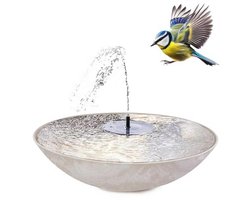 Zonne-energie Buiten Fonteinset met 45 cm Zandkleurige Kom - Tuinfontein en Vogelbad