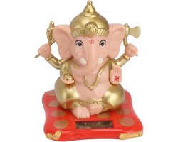 Zonne-energie Ganesh Beeld voor Auto Dashboard en Thuis Tempel Decor, Hindu Olifant Beeld, Ganesha Beeldje, Spirituele Decoratie en Religieuze Sculptuur