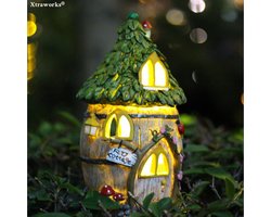 Zonne-energie lamp - Harsmateriaal - Bloemenhuisje - Krachtige LED-verlichting-Waterbestendig Ontwerp (IP55) voor Tuin, Terras en Veranda 16.5*16.2*30.8CM