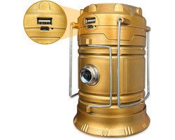 Zonne-energie oplaadbare lamp, campinglamp, USB-oplaadbaar, uitschuifbare verlichtingslamp, draagbare campinglamp, lichtgewicht en waterdicht, geschikt voor binnen/buiten/thuis noodlamp bij stroomuitval, wandelen, set van 2, goudkleurig