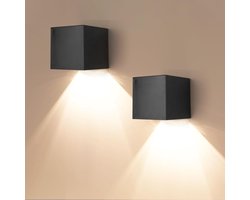 Zonne-wandlampen, voor gebruik buitenshuis, set van twee zonne-lampen, geschikt voor buiten- en tuinsituaties, met twee verlichtingsmodi, IP65 waterdichte wandlampen, verlichting op zonne-energie, heklampen, afmetingen: 8 x 8 x 8 cm