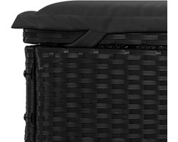 Zonnebank voor 2 Personen, Weerbestendig PE-rotan Ligbed met Verstelbare Zitting, Stalen Frame, Ronde Dakschaduw, Ideaal voor Balkon, Terras, Camping (Zwart)