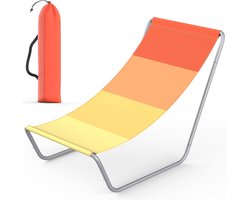 Zonnebed, inklapbaar, met draagtas, draagbaar, tot 120 kg, stabiel stalen frame, ergonomische tuin- en campingstoel, opvouwbare outdoor ligstoel, tuinligstoel (oranje)