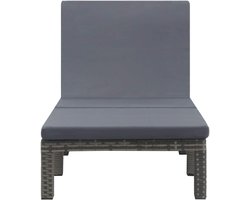 Zonnebed met kussen, antraciet, weerbestendig PE-rotan, gepoedercoat stalen frame, 5-voudig verstelbare rugleuning, dik uitneembaar kussen