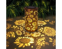 Zonnebloem Solar Lantaarns Buiten Waterdichte Hanglampen - Zonnebloem Metalen Solar Decoratieve Lantaarns voor Tuin, Patio, Portiek, Balkon en Sier