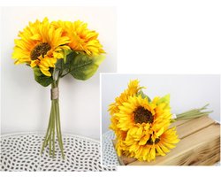 Zonnebloemen 6x – Kunstbloemen – 34 cm hoog – Diameter 13 cm – 6 stuks – nepbloemen – housewarming cadeau – decoratie -kerstboeket – decoratie woonkamer