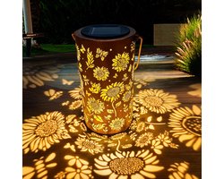 Zonnebloemlamp - solar lamp - solar lamp buiten - buitenlamp - Tuinverlichting op zonne-energie - Geschikt voor erven, terrassen en veranda's - Tuindecoratie - 18*10 cm - Koper