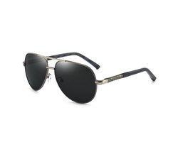 Zonnebril Heren - Zonnebril UV400 - Gepolariseerd - Metalen Montuur - Grijze Glazen - Gunmetal Frame - Helder Zicht - Lichtgewicht