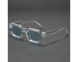 Zonnebril met transparant montuur voor heren en dames – Retro vierkant model – Lichtblauwe glazen – Unisex – Kunststof frame – Moderne vintage stijl