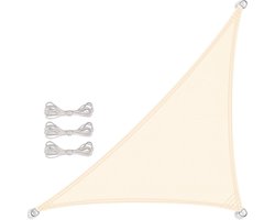 Zonnedoek PES driehoek rechthoekig 25x25x35m - crème wit - UPF 50+ - zonnebescherming incl bevestigingstouwen Shade Sail