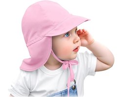 Zonnehoed - Kinderzonnehoed - Kinderzonnehoed voor buiten - Verstelbare baby zonnehoed - voor jongens en meisjes - peuter zomer strand zwemhoed - Beschermt gezicht en nek - voor baby's reispet - Geschikt voor hoofdomtrek 48-54 cm - roze