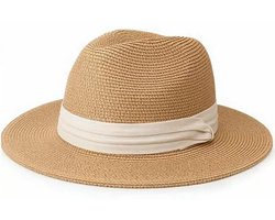 Zonnehoed – Strandhoed – Hoed – Verstelbare strohoed – Unisex – Zomerhoed – Verstelbare geweven strohoed – Geschikt voor strand, zwembad, park, kamperen, wandelen, woon-werkverkeer, enz. – 56–58 cm – Khaki – 1-pack