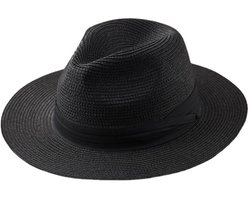 Zonneklep - Zonnehoed - Brede rand - Sun Hat UV Protection - Strandhoed - Zonnekleppen - Outback hoed - Zonnehoedje - Zomer & Buiten - volwassenen - Strohoed Heren - Geschikt voor Strand, Zwembad, Park, Kamperen, Picknicken - Zwart - 55-57cm