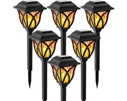 Zonnelamp - Zonnelampen voor Buiten - 6 Stuks - Warm Wit LED - Solarlampen voor Buiten - Waterdicht - voor Gazon, Terras, Binnenplaats