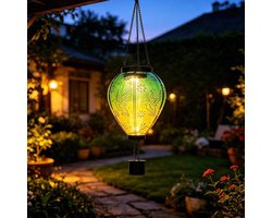 Zonnelantaarn in de vorm van een heteluchtballon - Hangende buitenlamp op zonne-energie - Waterdicht - geschikt voor tuinen - huizen - terrassen en balkons - Groen - Lichtgevoelige automatische aan/uit-functie
