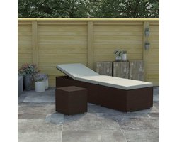 Zonneligstoel met kussen en theetafel ligstoel relaxstoel rotan ligstoel strandstoel vrijetijdsligstoel ligstoel ligstoel weerbestendig polyrotan bruin