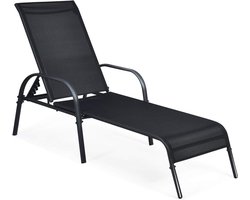 Zonneligstoel, tuinligstoel met 5 instelbare rugleuningstanden, ligstoel, tuinstoel, weerbestendig, relaxstoel voor het terras, tuin en aan het zwembad