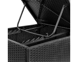 Zonneligstoel Tuinstoelen met kussen, Tuinstoel Relaxstoel, Tuinmeubelen Stoel, beide zijden zijn verstelbaar, poly rotan, zwart
