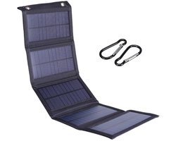 Zonnepaneel-5 borden-Zonnepanelen zijn opvouwbaar-Zonnecellen Oplaadbatterij -zonnepaneel powerbank-15W 5V USB zonnepaneel-zonnepanelen met stekker-zwart