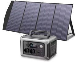 Zonnepaneel inclusief Draagbaar Powerstation - Noodstroom - Inclusief accu 299Wh - Camper - Vakantie - Boot - 140 Watt paneel - 600W AC output - Zonnepaneel inklapbaar