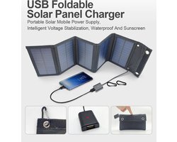 Zonnepaneel - Opvouwbaar zonnepaneel - Sun Power - Zonnecellen Oplaadbatterij - Werkspanning 5V / 10-15W max. vermogen - USB - Zonnepanelen voor buiten - voor Smartphone Camping