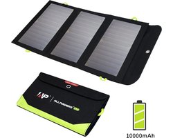 Zonnepanelen Compleet Pakket - IPhone & Samsung - Opvouwbaar - 10000mAh Accu - USB&USB-C - Powerbank Zonne energie - Solar Powerbank - Noodpakket