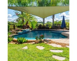 Zonnescherm, 3x3m, driehoekig, waterdicht, voor terras, tuin, terras, pergola, buitenzonwering, 98% uv-bescherming, groene kleur