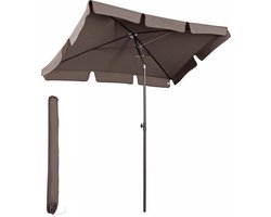 zonnescherm, market parasol, tuinparasol, terrasparasol, zonnescherm, uv 50+,rechthoekig, bruin