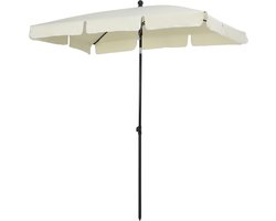 Zonnescherm - Parasol - Balkonparasol - Balkon parasol - Strandparasol - Rechthoek - Knikbaar - 200 x 125 cm - Creme