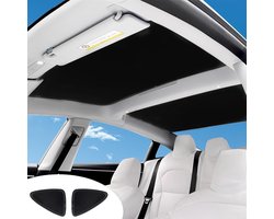 Zonneschermen voor glazen dak - Autozonneschermen - Opvouwbare parasol - Warmte-isoleren - Glas schaduw - Zonwering - Compatibel met Tesla Model 3 - Highland - Zwarte parasol - Geschikt voor auto - 2023/2024.