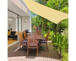 Zonneschermzeil, 3 x 4 meter, rechthoekig, waterdicht schaduwzeil voor patio's, tuinzonnescherm, UV-blokkerende zonneschermen voor achtertuin, terras, zwembad, camping, beige