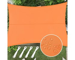 Zonneschermzeil, 3 x 4 meter, rechthoekig, waterdicht schaduwzeilen voor patio's, tuinzonnescherm, UV-blokkerende zonneschermen voor achtertuin, terras, zwembad, camping, oranje