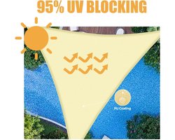 Zonneschermzeil, waterdicht, zonwering, luifel, effectief 95% UV-blok, Oxford-stof, voor terras, balkon, gazon, tuin, feest, outdooractiviteiten, 20 x 20 x 20 cm, beige