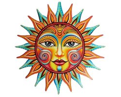 Zonnestralen Metaal Wanddecoratie - Zonnengesicht Sculptuur voor Binnen en Buiten - Unieke Wandversiering voor Tuin, Balkon en Woonkamer