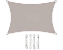 Zonnezeil 3 x 5 m, waterdicht met een waterkolom van 665 mm, zonwering van scheurbestendig polyester, uv-bescherming 93%, terras, tuin, balkon, rechthoekig, 2 m touwen, taupe